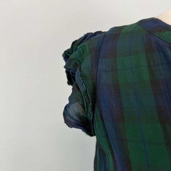 Vineyard Vines Womens Blackwatch Tunic Dress Green Plaid Flutter Sleeve size M - Picture 4 of 13